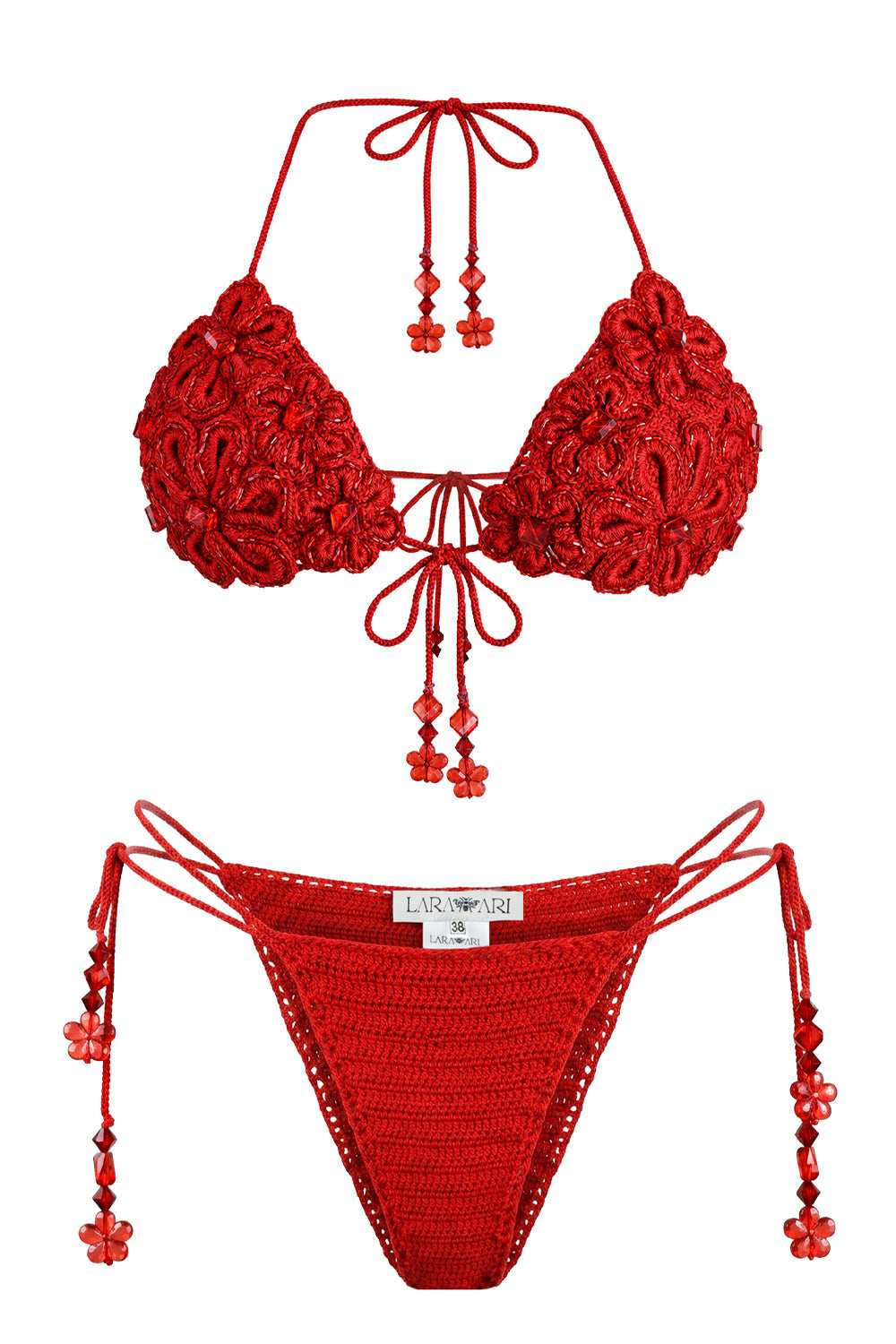 Isla Roja El Örgüsü Çiçek Aplikeli Bikini Üstü - 1