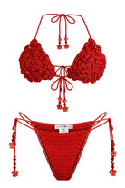 Isla Roja El Örgüsü Çiçek Aplikeli Bikini Üstü - 1