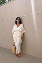 Crinkle Linen V Yaka Bluz - 6
