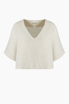 Crinkle Linen V Yaka Bluz - 8