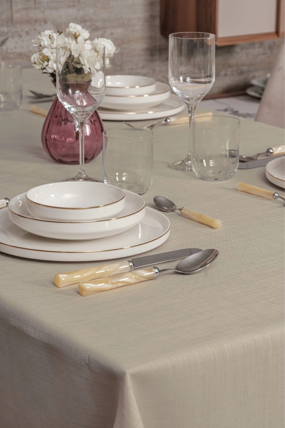Plain Masa Örtüsü Bej 155x160 - 1