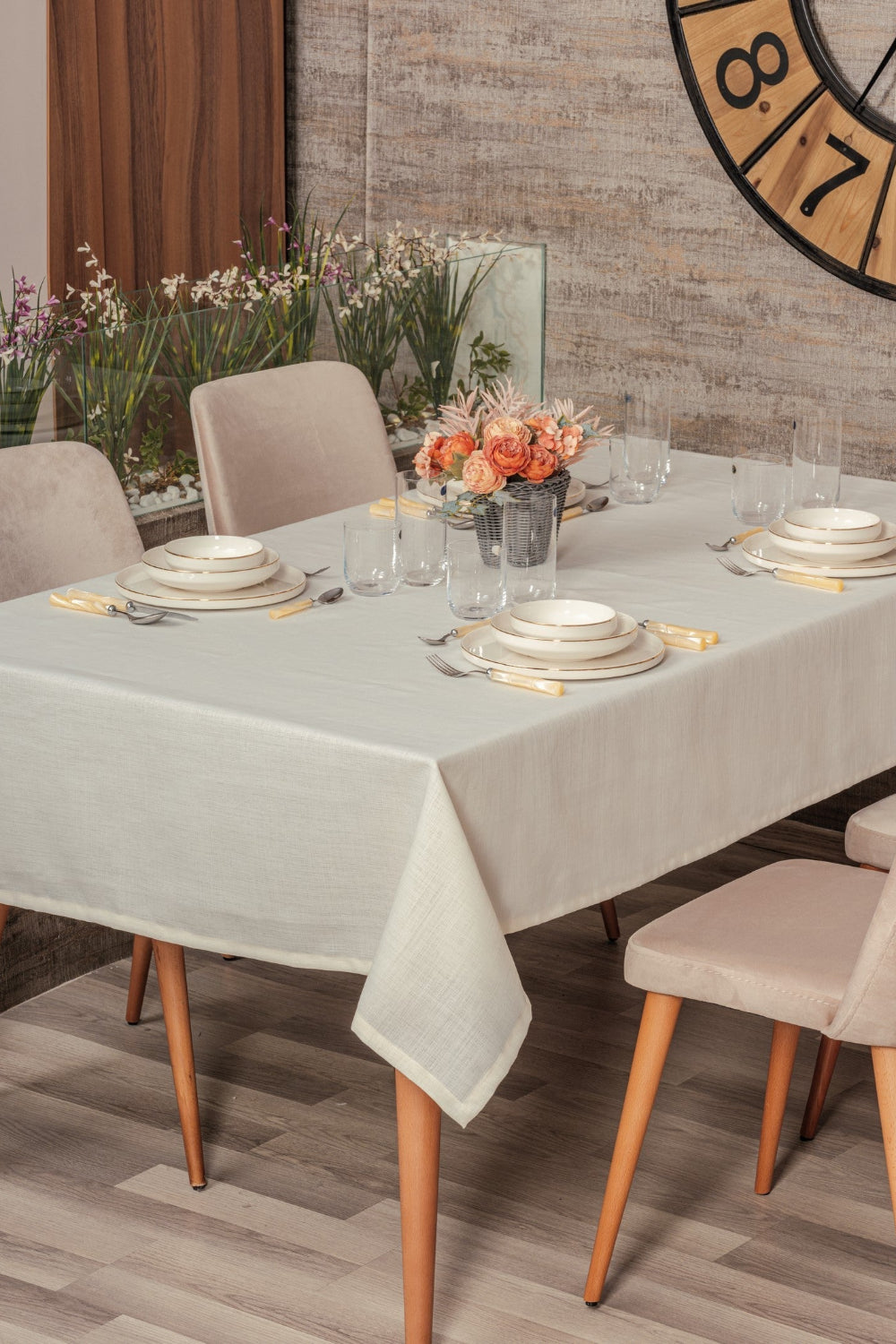 Plain Masa Örtüsü Krem 155x220 - 0