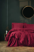 Elegant Saten Çift Kişilik Nevresim Takımı Bordo - 0