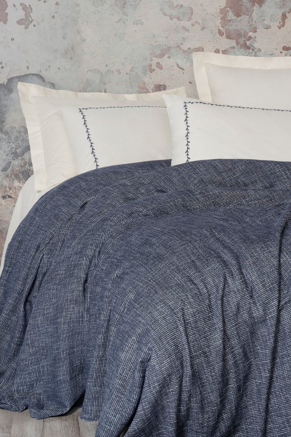 Embrova Şönil Çift Kişilik Yatak Örtüsü/Pike Takımı Loom Lacivert - 1