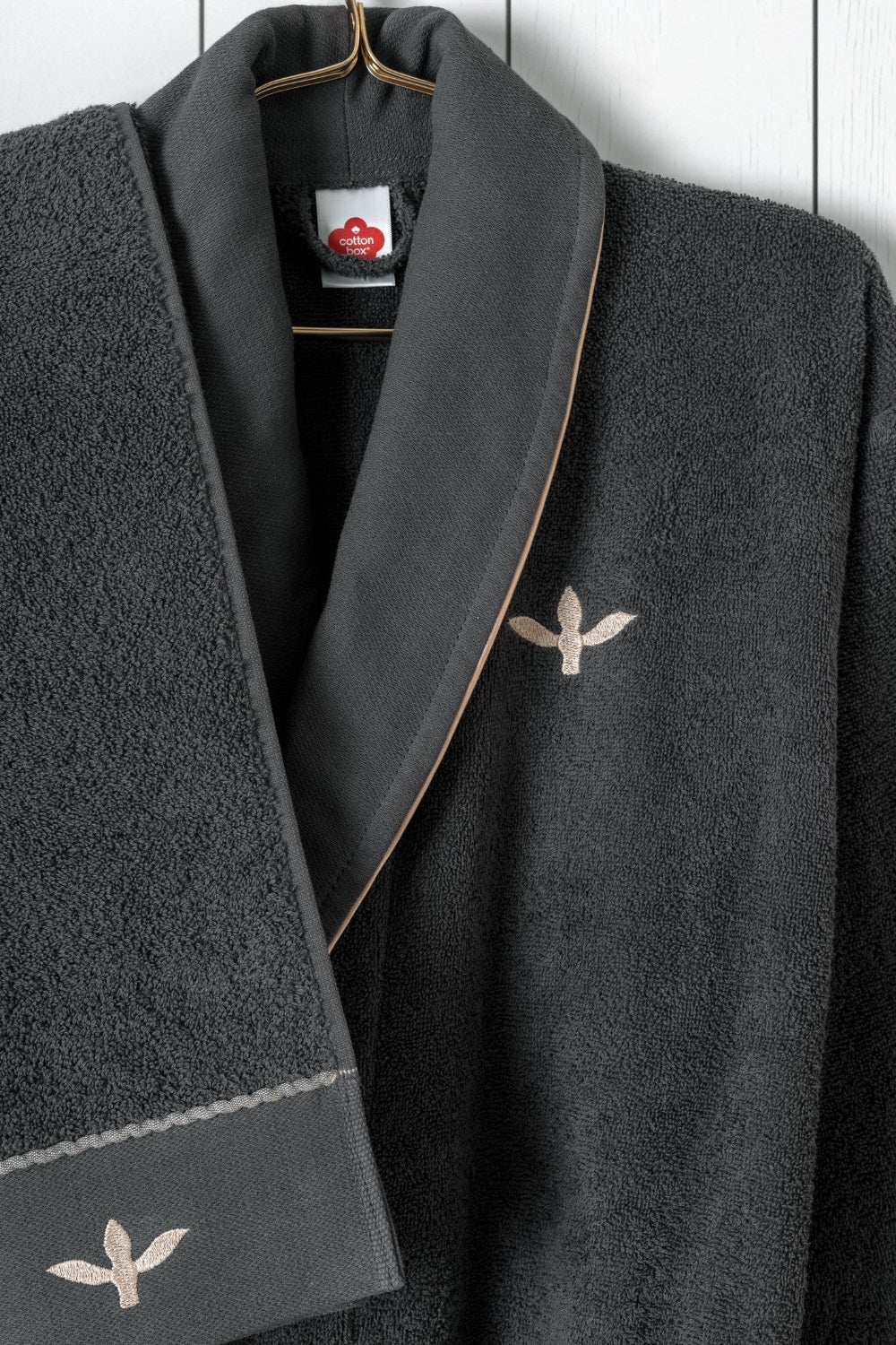 Folk Art Aile Bornoz Seti Yamka Bej Antrasit - 1