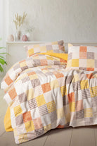 Flanel Çift Kişilik Nevresim Takımı Palm Hardal - 0