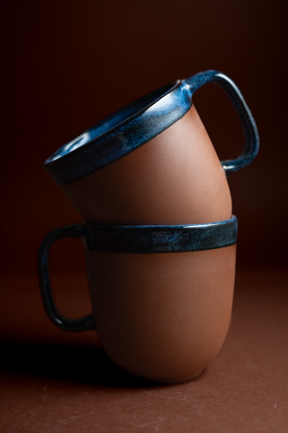 Gibson Stoneware Bardak – Terracotta & Saks Mavi - 1