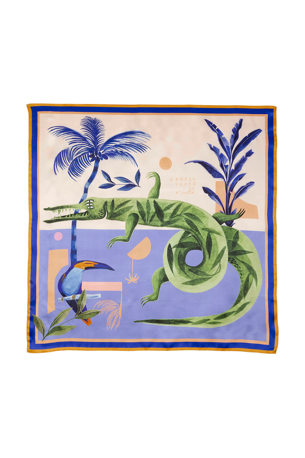 Crocodile Go To Sleep İpek Saten Eşarp ⎮ 90x90 Cm - 4