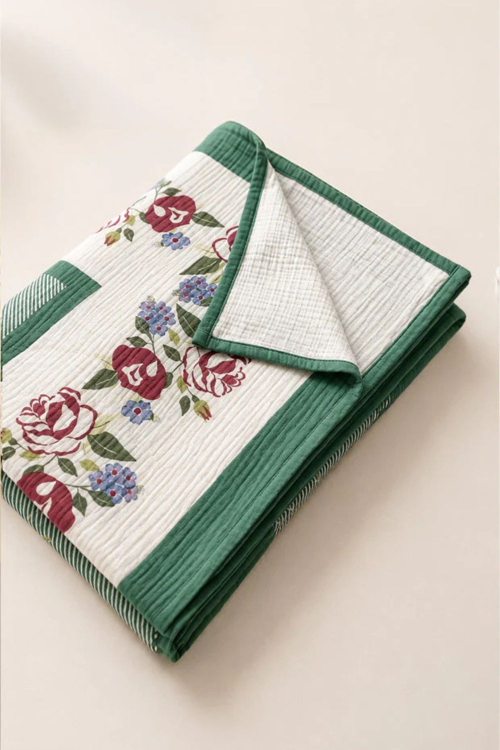 Stripe And Rose Organik Pamuk 4 Katlı Müslin Yatak Örtüsü - 1