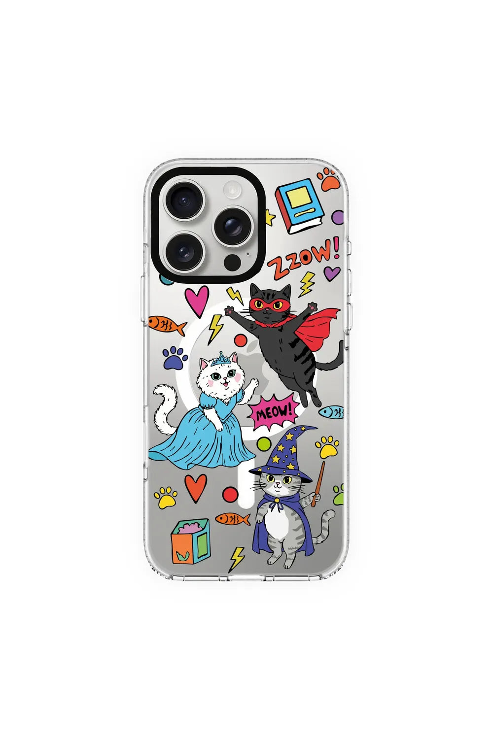 Fantastic Cats-Clear Kılıf Magsafe Özellikli - Iphone 15 Pro - 0