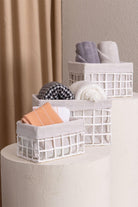 Braid Hasır Organizer Sepet, Beyaz, 30 × 22 × 19 Cm - 1