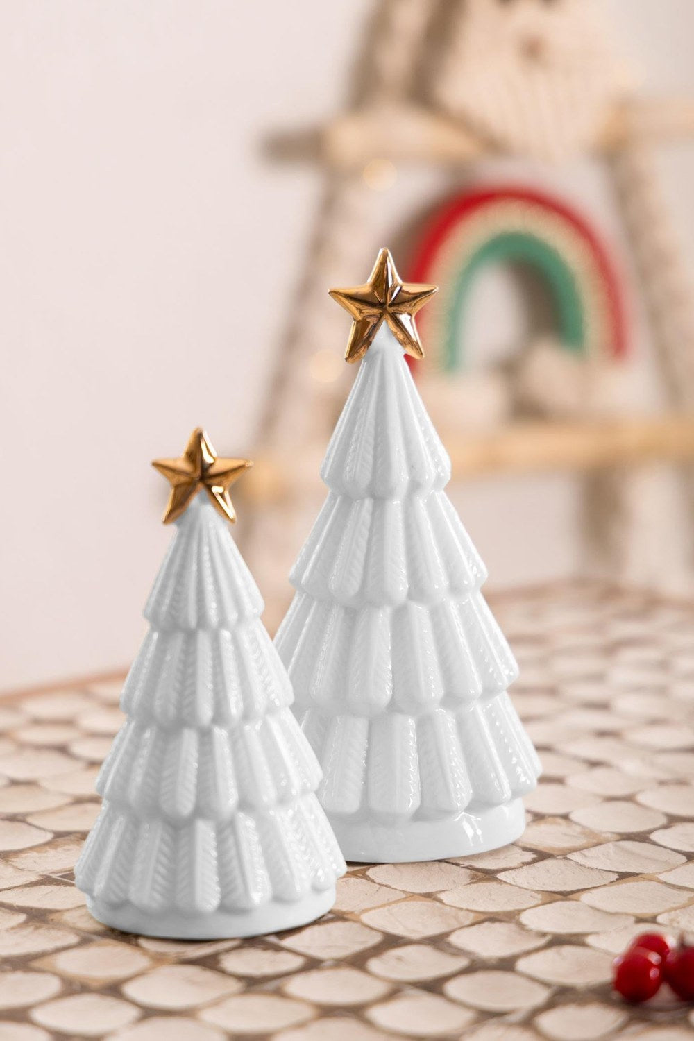Dekoratif Led Işıklı Ağaç Biblo, Beyaz, 8 × 8 × 14 Cm - 3