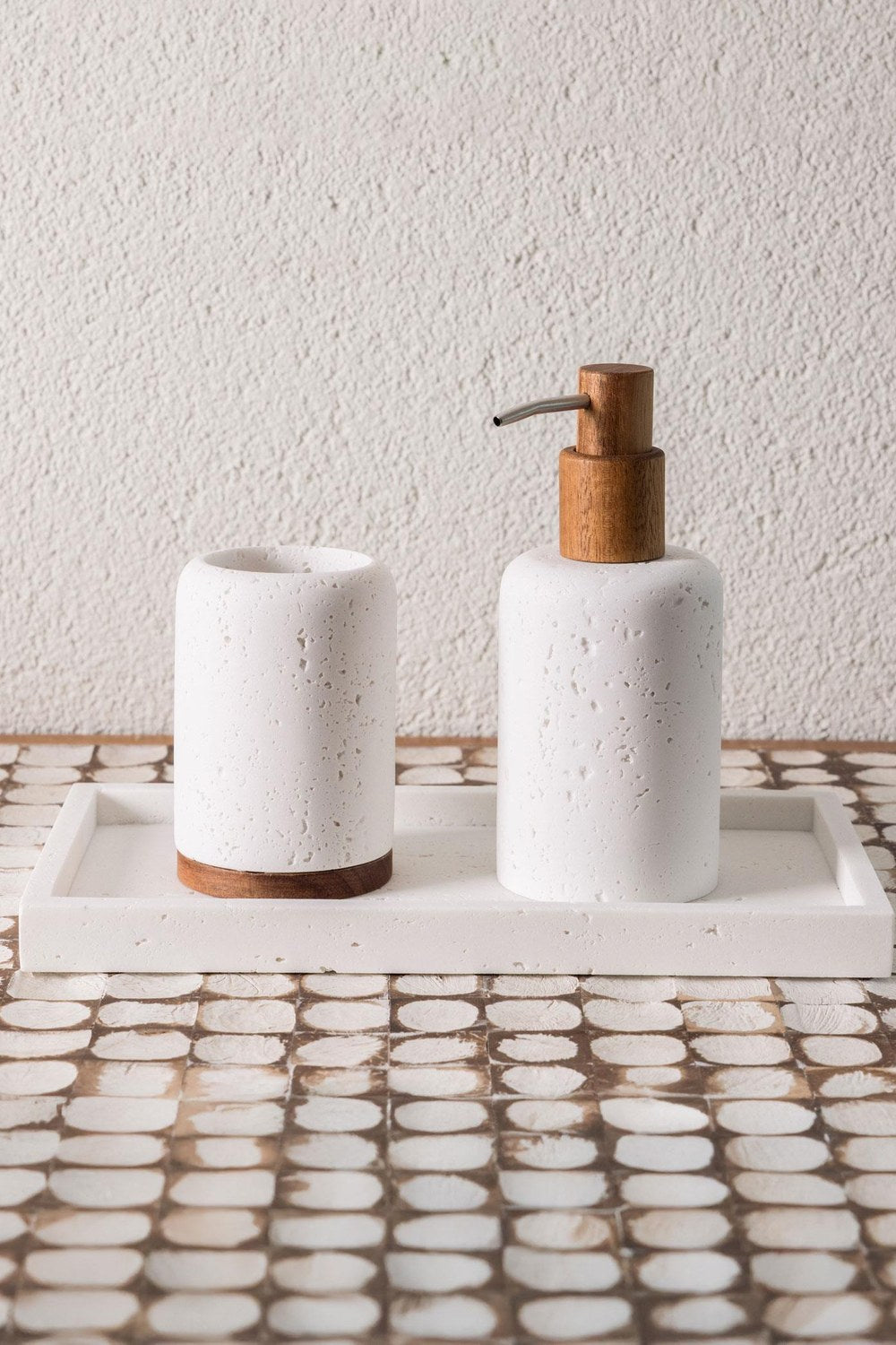 Travertine Banyo Seti, Beyaz, 3 Parça - 2