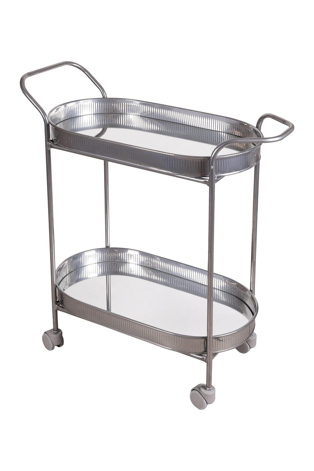 Krom Servis Arabası, 2 Raflı, Tekerlekli, 80 × 56 × 32 Cm - 2