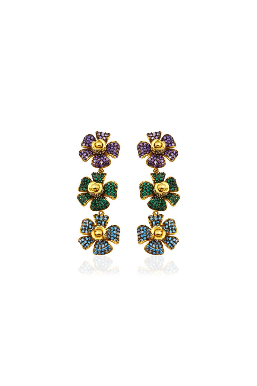 Inner Flower Mor & Yeşil & Aqua Küpe - 0