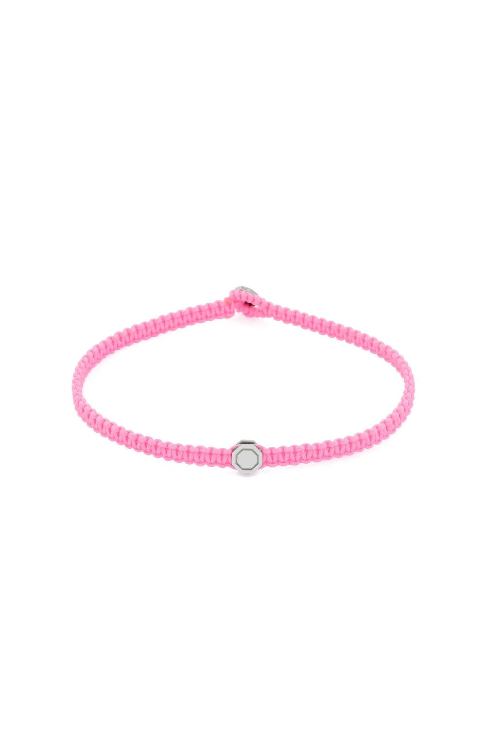 Sekizgen Detaylı Makrome Bileklik, Pembe - Gümüş - 0
