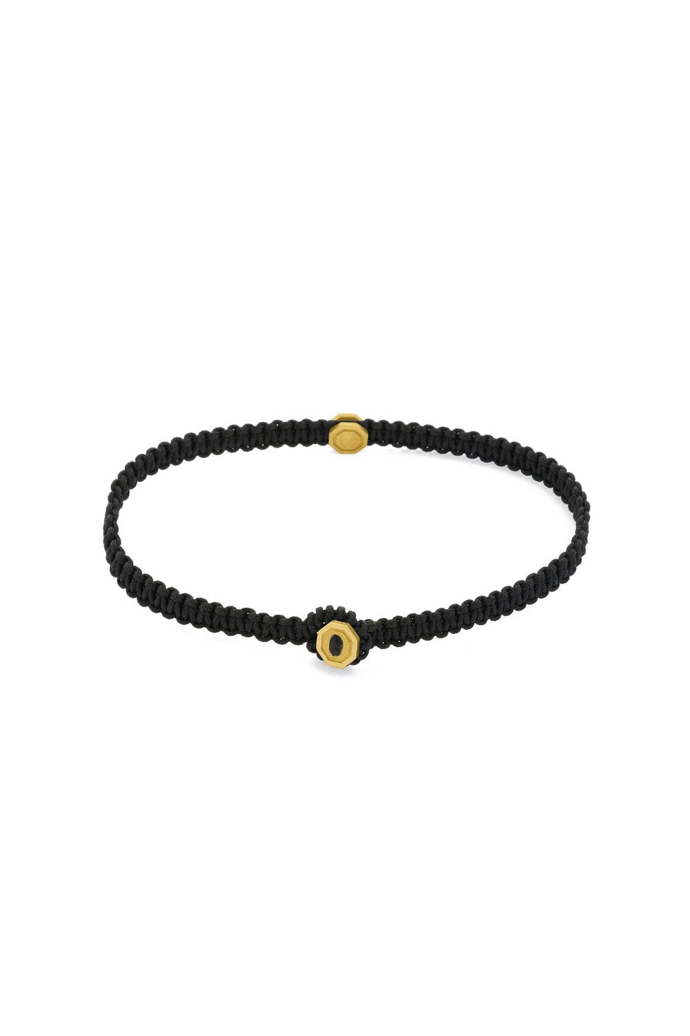 Sekizgen Detaylı Makrome Bileklik, Siyah - Gold - 1
