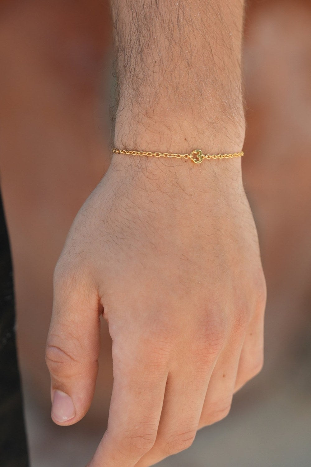 Rakam Detaylı Zincir Bileklik, Gold - 2