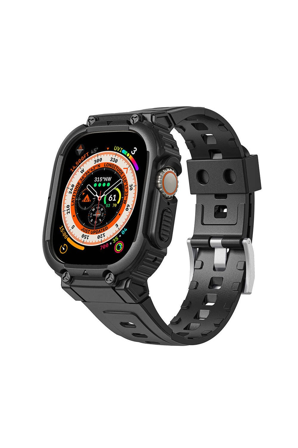 Armor 2'si 1 Arada Kasa Koruyucu Ve Silikon Kordon — Apple Watch Ultra 49 Mm - 0