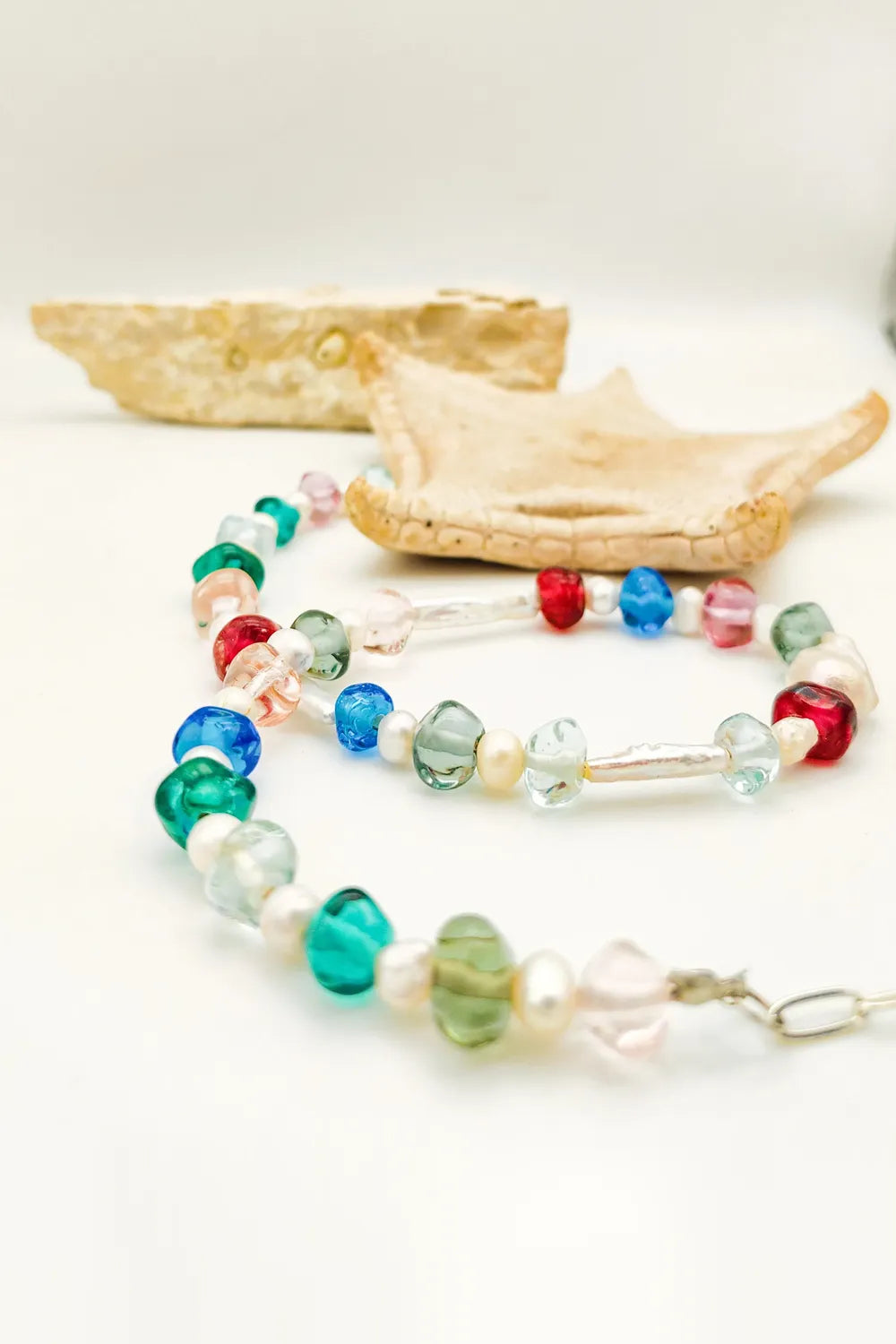 Murano Cam Ve İnci Choker Kolye - 1