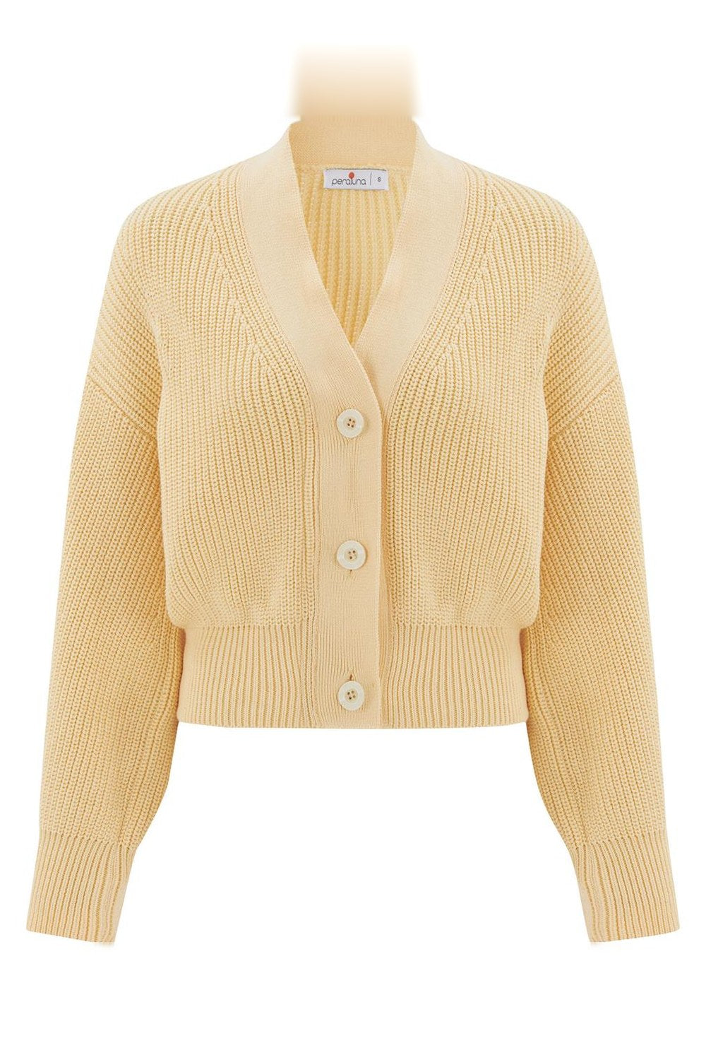 Olivia Cardigan Selanik Örgü %100 Pamuk V Yaka Kadın Triko Hırka - Sarı - 7