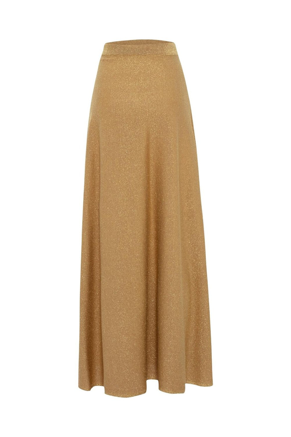 Styleboom X Marilyn Skirt Simli Maxi Boy Beli Bağcıklı Kadın Triko Etek - Altın - 9
