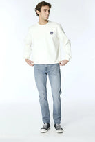 Bisiklet Yaka Sırtı Flok Göğsü Yıldız Baskılı Erkek Sweatshirt - 3