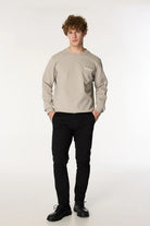 Bisiklet Yaka Sol Göğüs Üzeri Baskılı Erkek Sweatshirt - 3