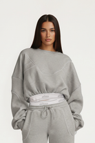 Gri Kontur Detaylı Kadın Sweatshirt - 3