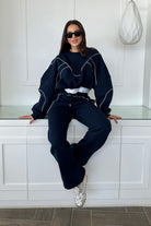 Lacivert Kontur Detaylı Kadın Sweatshirt - 5