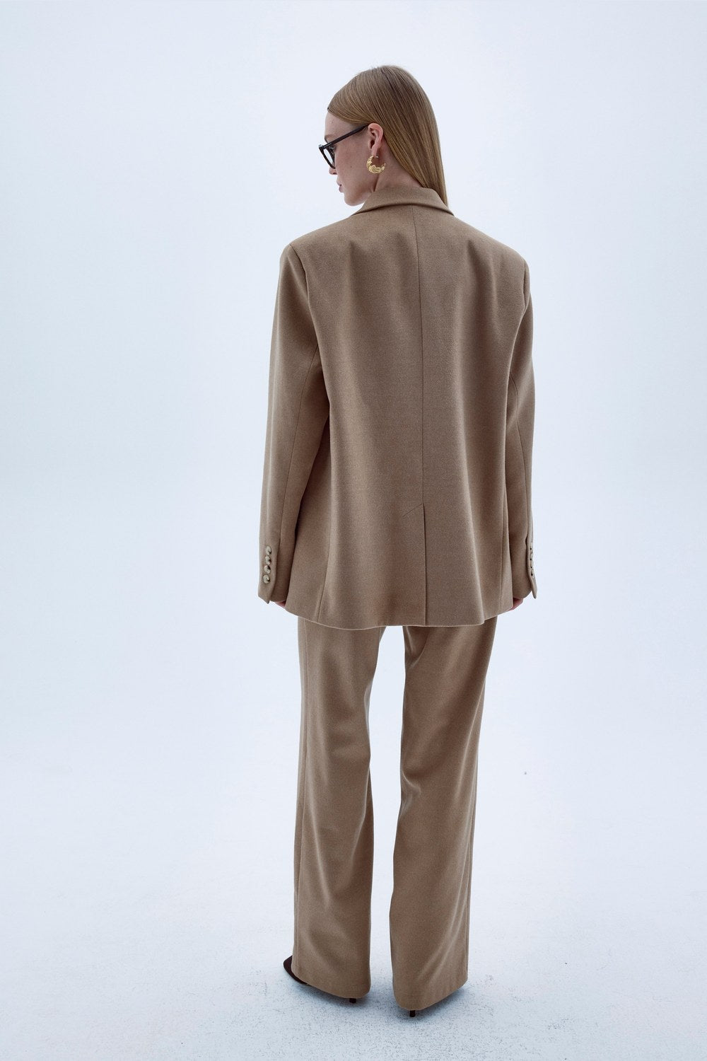 Boxy Yün Blazer Açık Kahverengi - 2