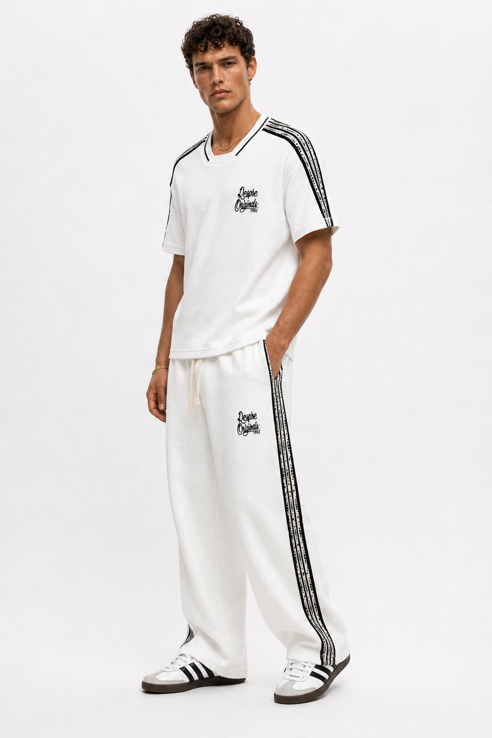 Erkek Originals Şerit Detaylı Regular Fit Eşofman Takımı Ekru - 1