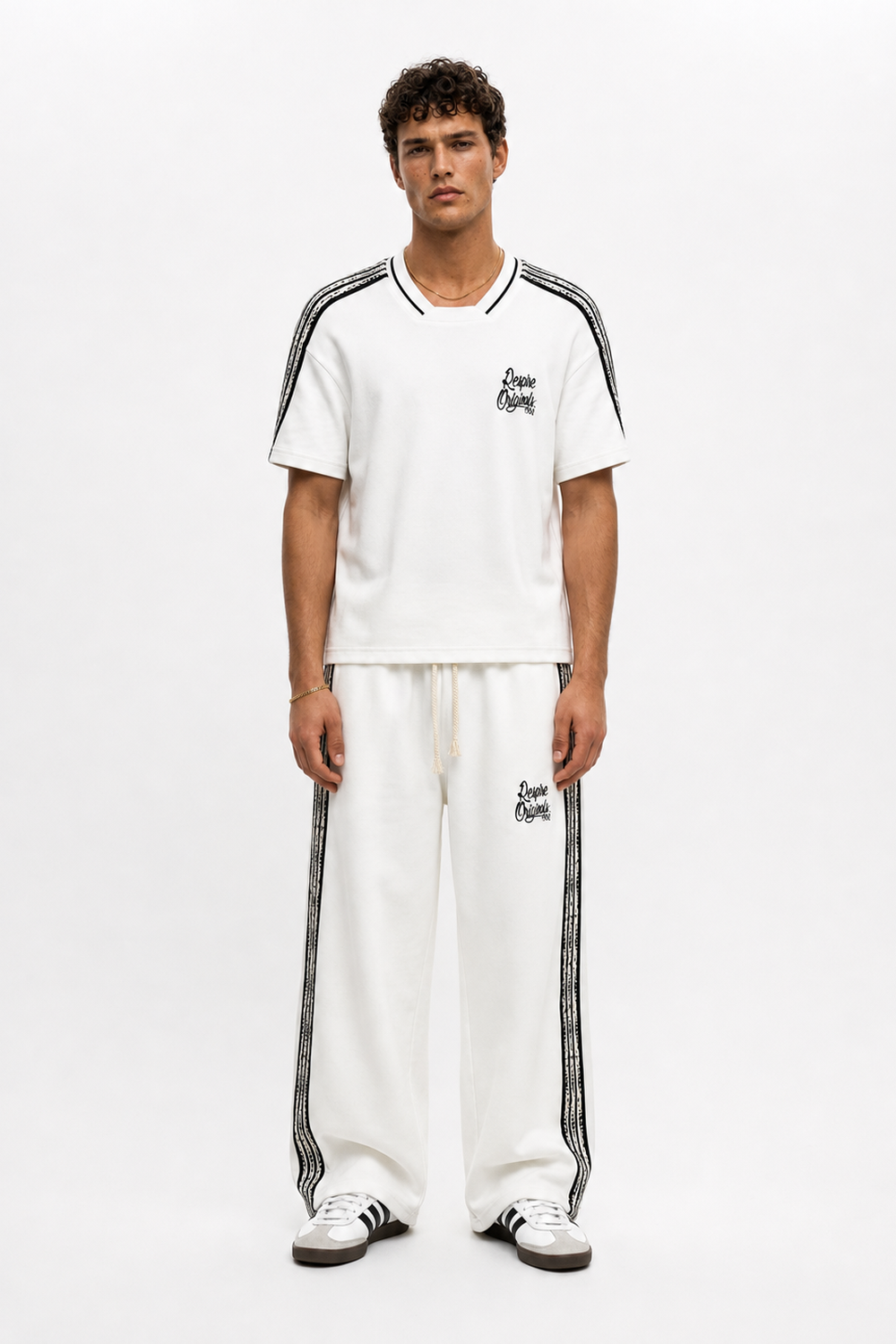 Erkek Originals Şerit Detaylı Regular Fit Eşofman Takımı Ekru - 2