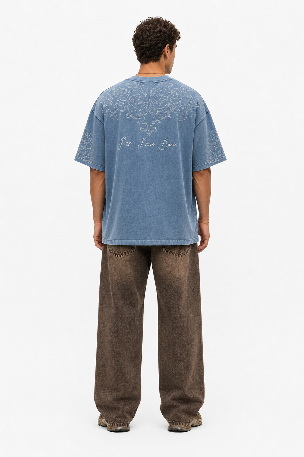 Erkek Far From Basic Yıkamalı Oversize T-Shirt Bebe Mavi - 2