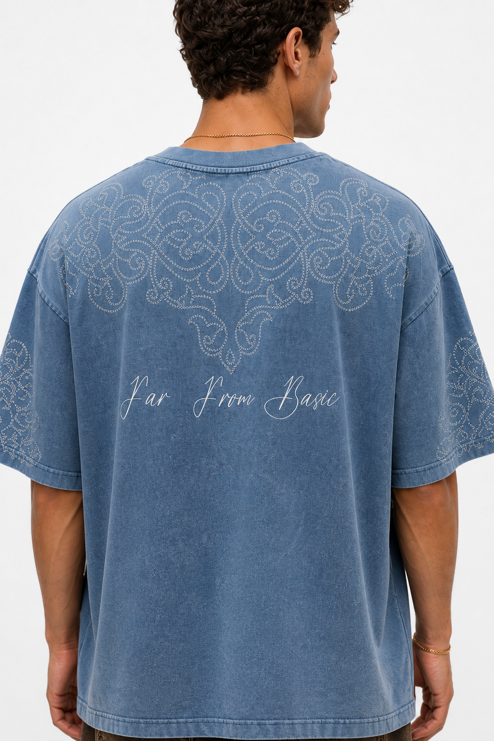 Erkek Far From Basic Yıkamalı Oversize T-Shirt Bebe Mavi - 4