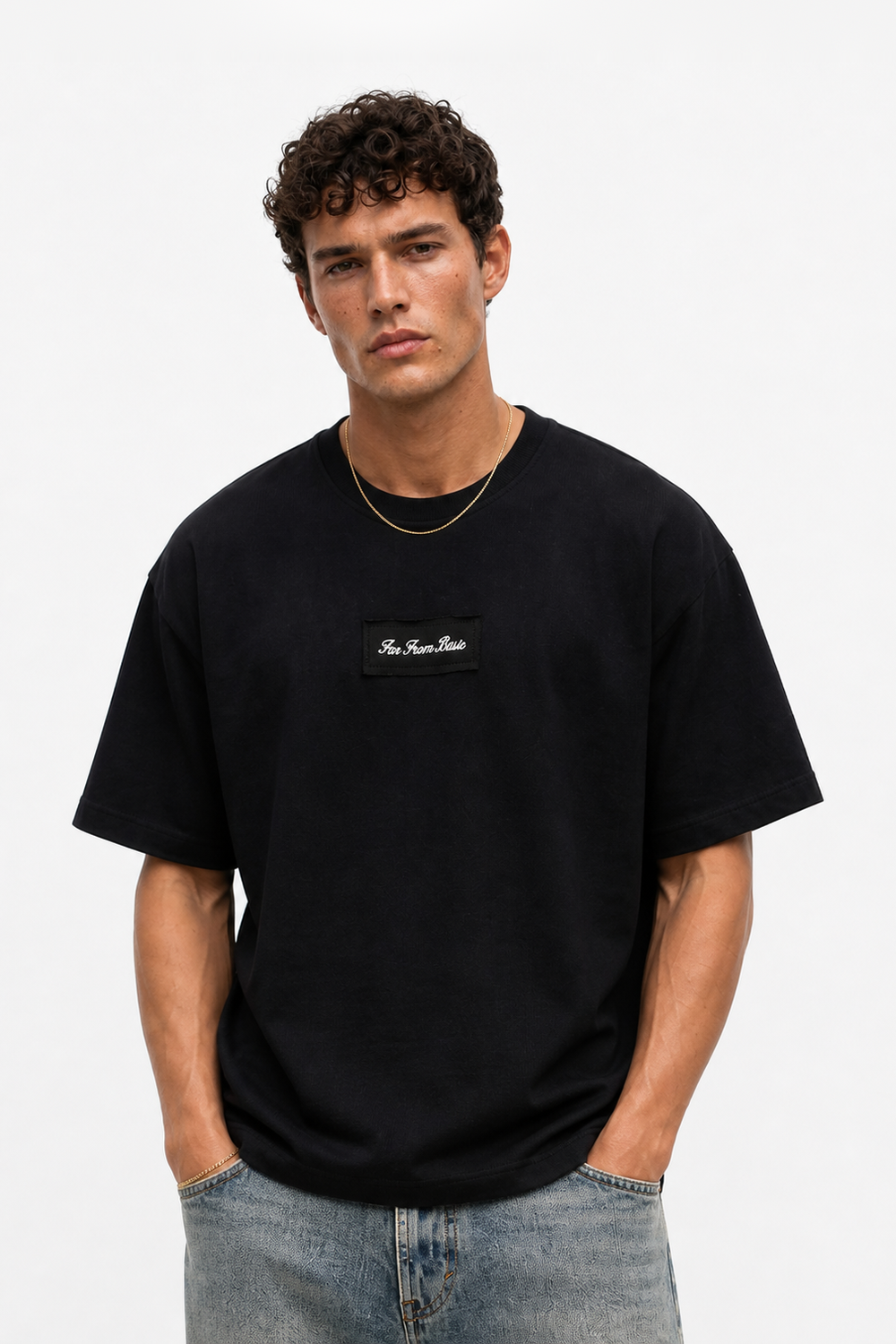 Erkek Ffb Nakışlı Oversize T-Shirt Siyah - 1