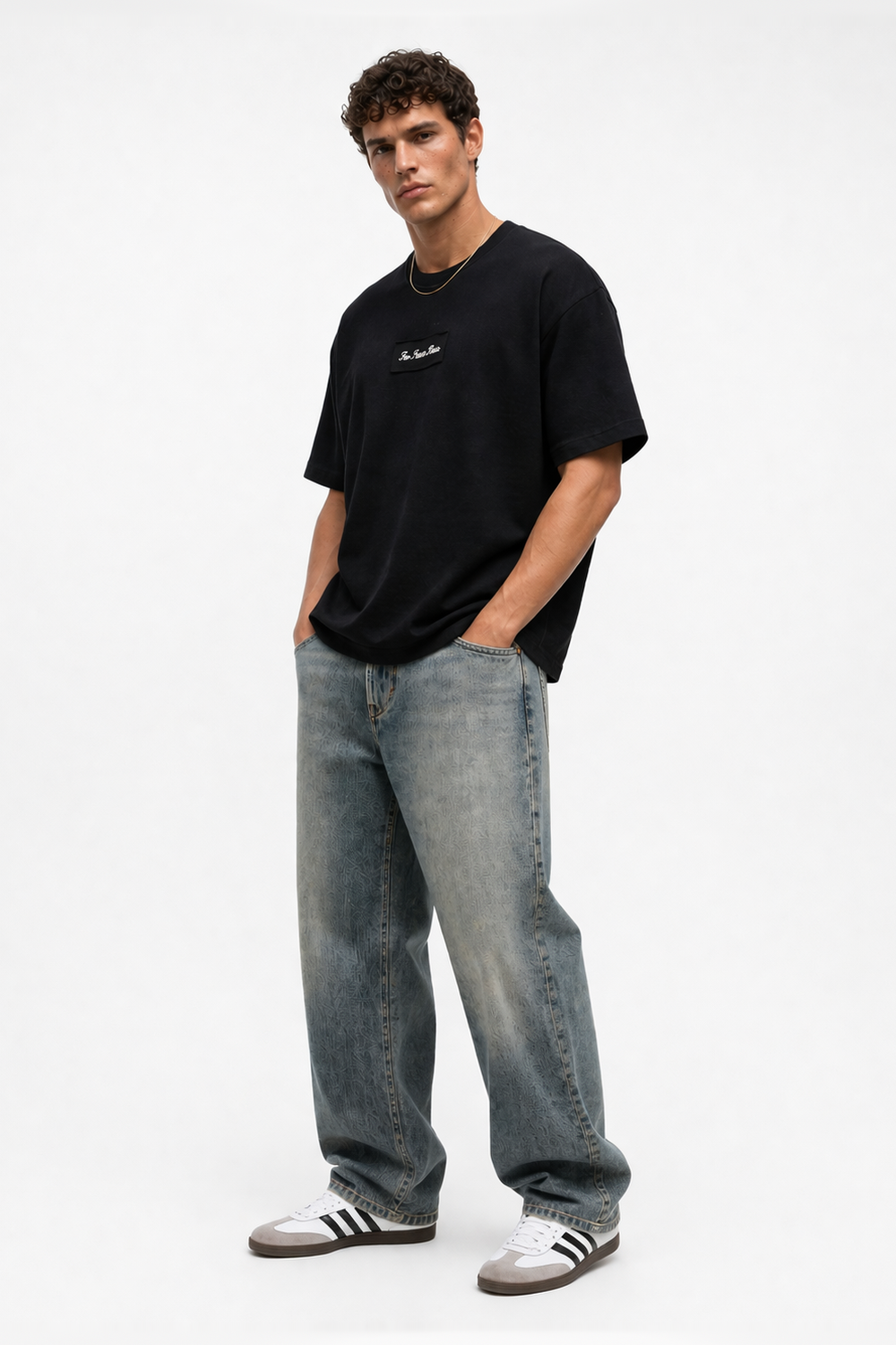 Erkek Ffb Nakışlı Oversize T-Shirt Siyah - 3