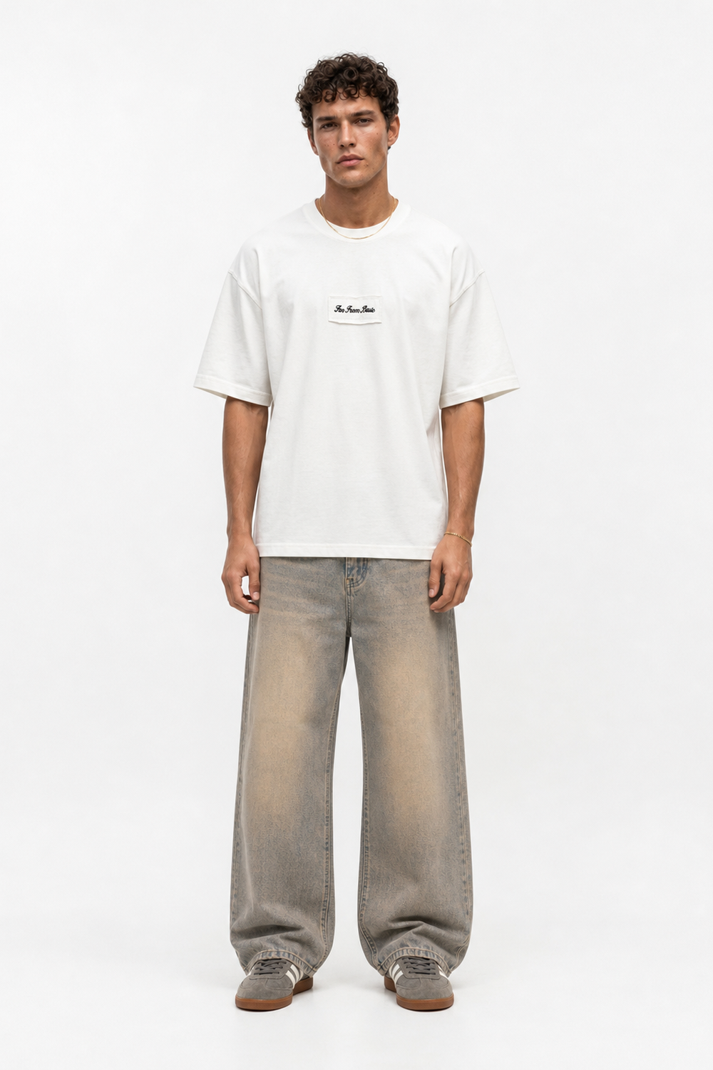 Erkek Ffb Nakışlı Oversize T-Shirt Ekru - 1
