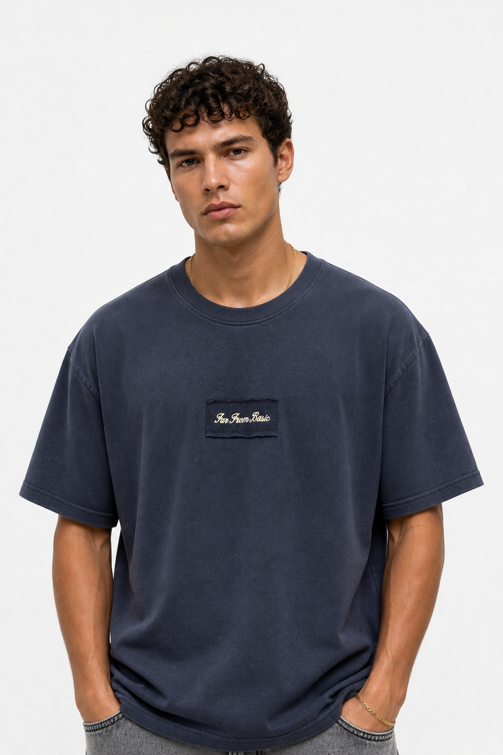 Erkek Ffb Nakışlı Oversize T-Shirt Lacivert - 1
