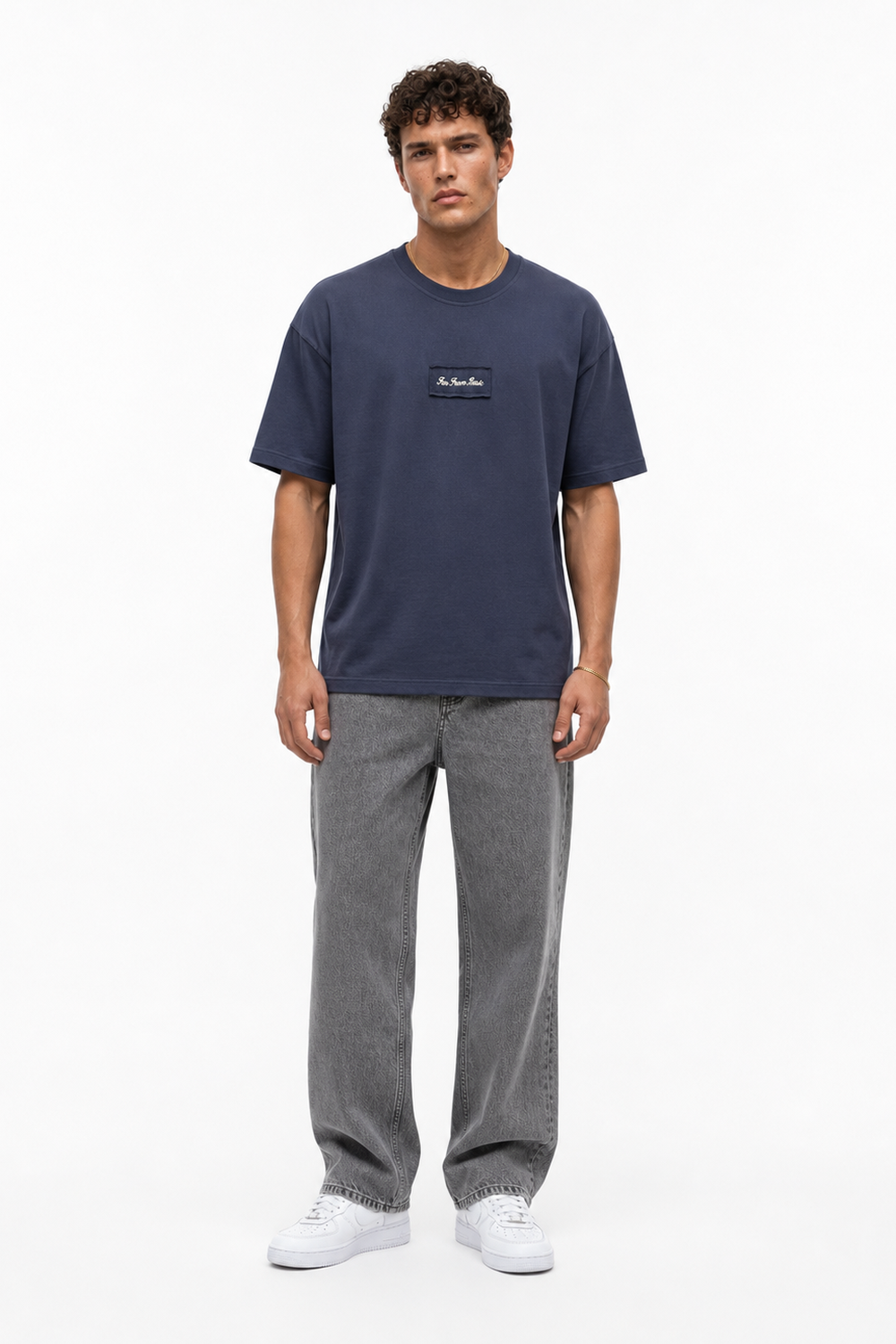 Erkek Ffb Nakışlı Oversize T-Shirt Lacivert - 2