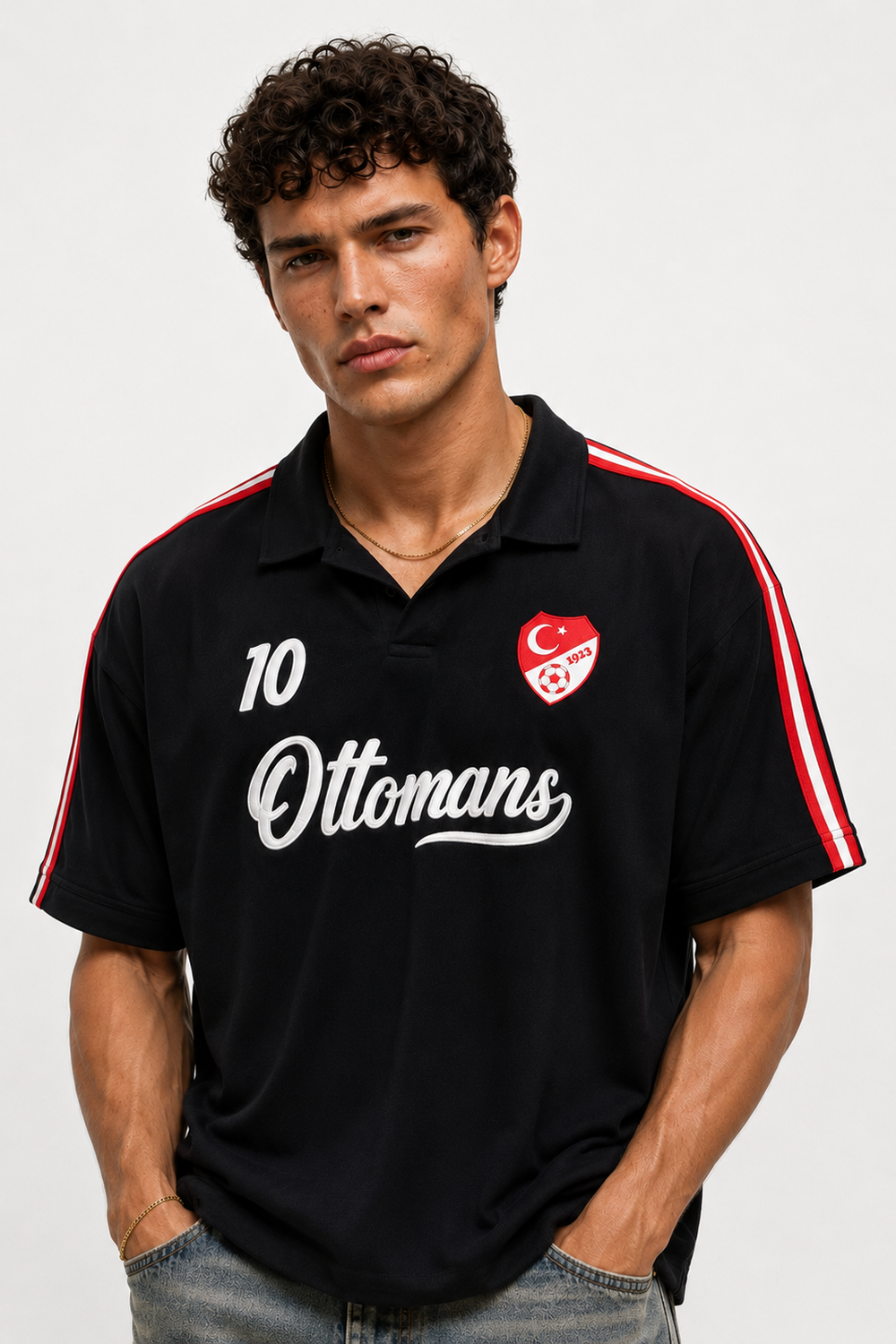 Erkek Türkiye Retro Forma T-Shirt Siyah - 1