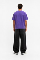 Erkek 22 Nakışlı Yıkamalı Oversize T-Shirt Mor - 3
