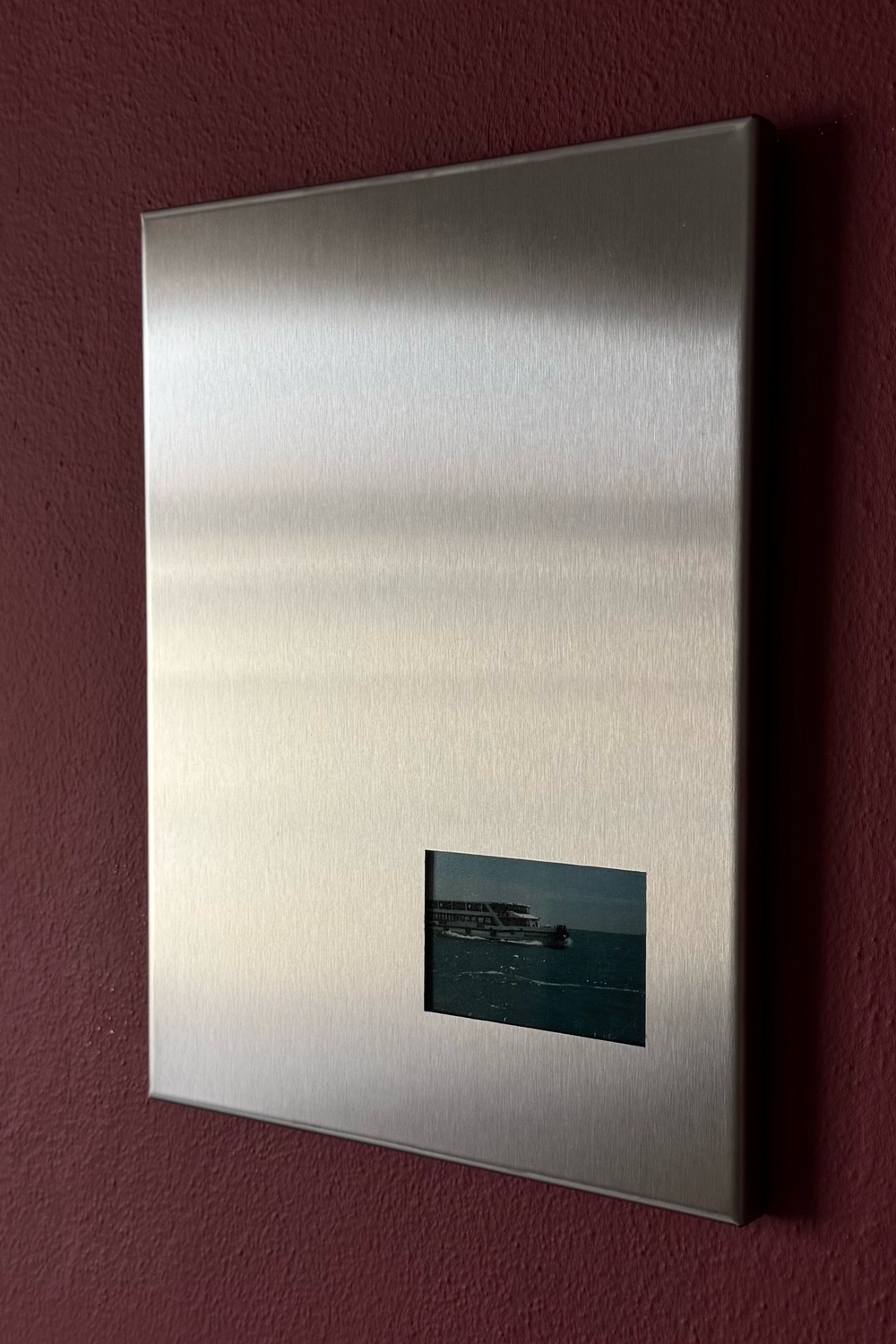 Fırçalanmış Çelik Fotoğraf Paneli, Tek Kare Açıklıklı - 25x25 Cm - 3