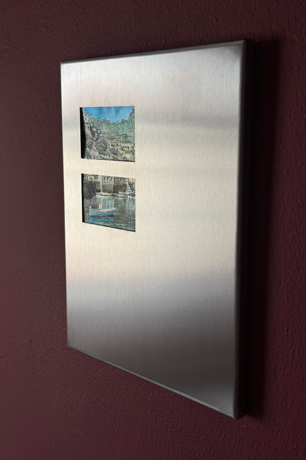 Fırçalanmış Çelik Dikdörtgen Fotoğraf Paneli, Çift Dikdörtgen Açıklıklı - 23x30 Cm - 3