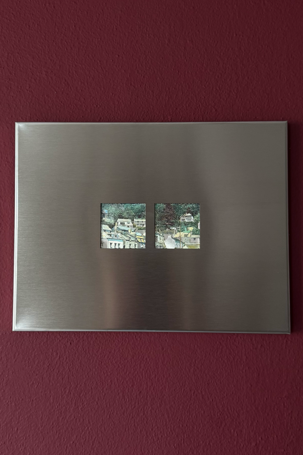Fırçalanmış Çelik Dikdörtgen Fotoğraf Paneli, Çift Açıklıklı - 23x30 Cm - 0