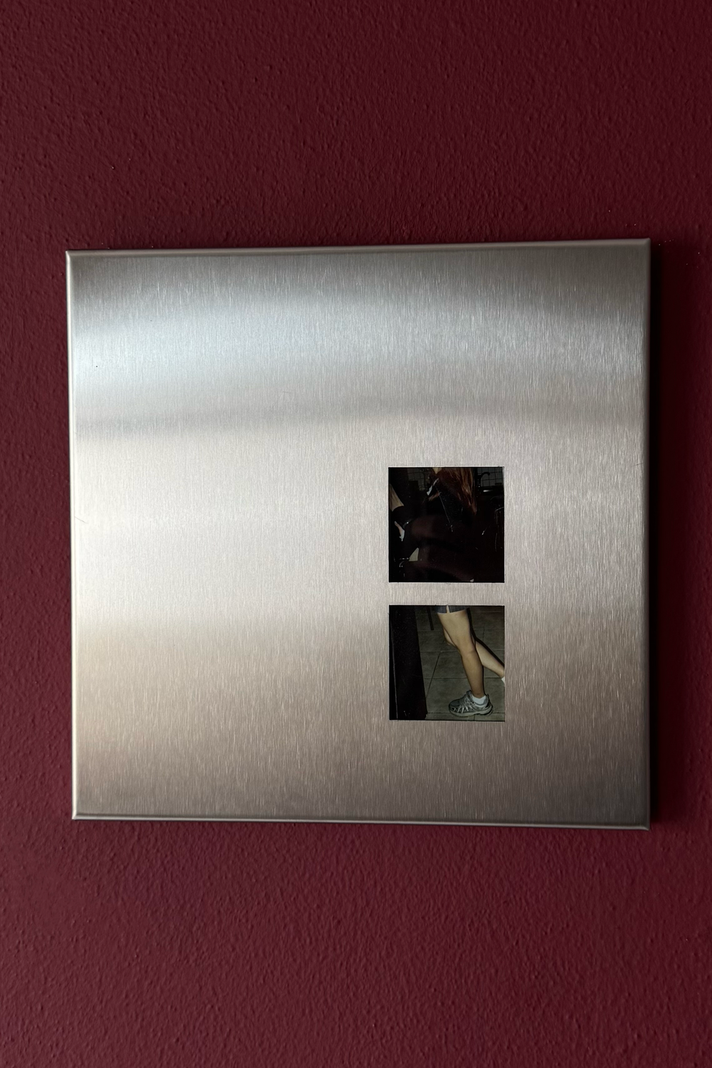 Fırçalanmış Çelik Kare Fotoğraf Paneli, Dikey Çift Açıklıklı - 25x25 Cm - 0