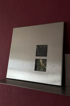 Fırçalanmış Çelik Kare Fotoğraf Paneli, Dikey Çift Açıklıklı - 25x25 Cm - 3