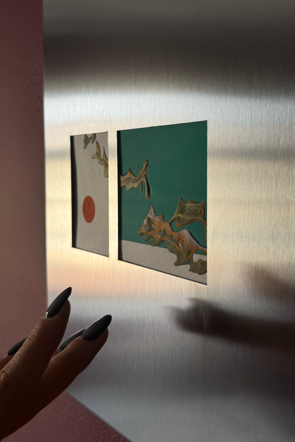 Fırçalanmış Çelik Kare Fotoğraf Paneli, Çift Açıklıklı - 30x30 Cm - 1
