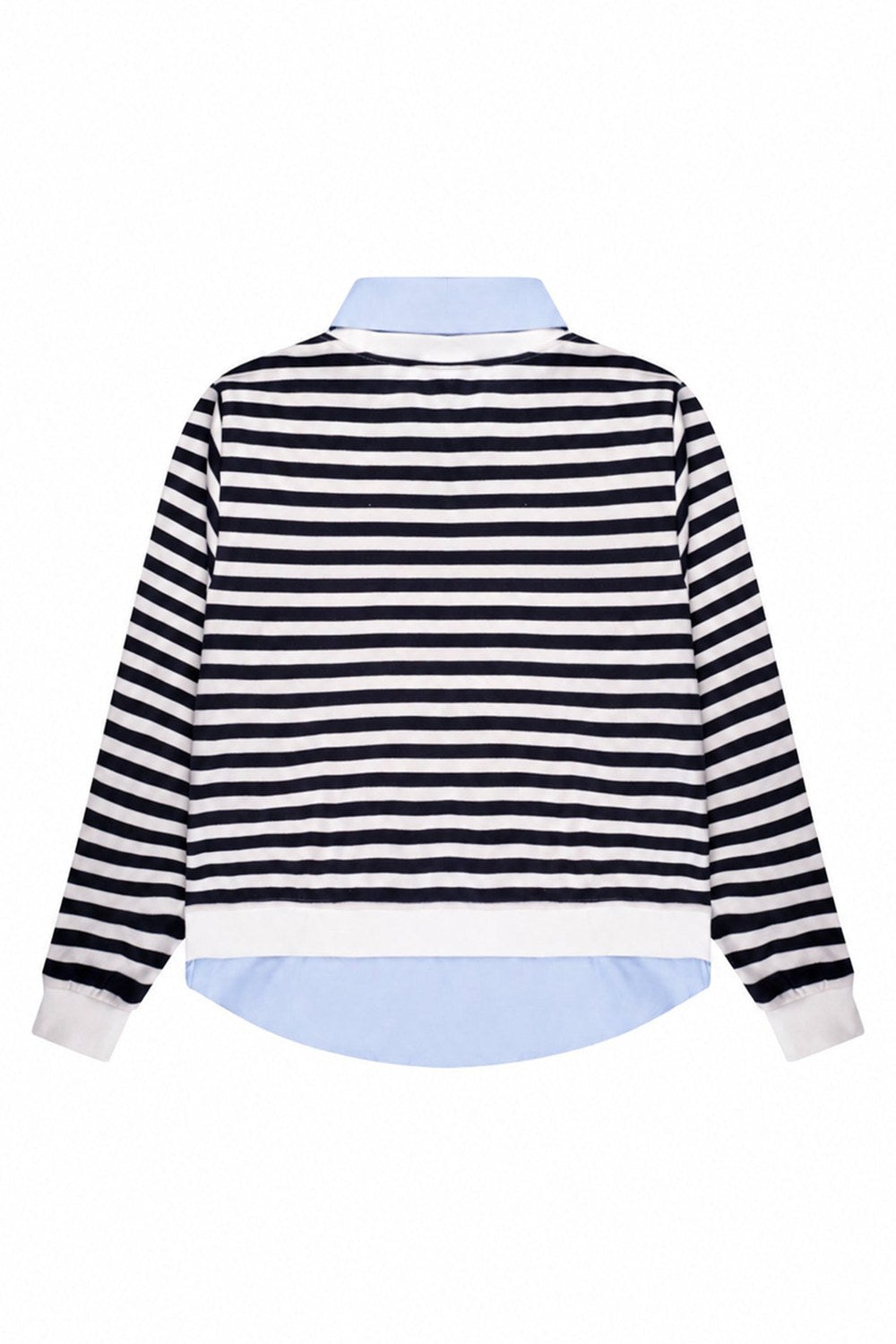 Gömlek Katmanlı Sweatshirt, Lacivert Çizgili - 4