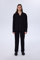 Belmondo Kumaş Oversize Siyah Gömlek - 1